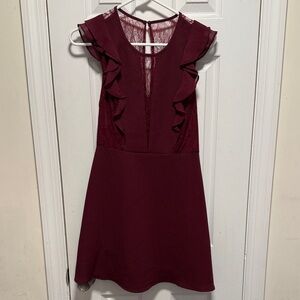 Elegant Burgundy Ruffle Dress